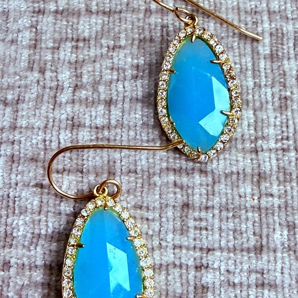 RACHEL Rachel Roy Aqua Pavé Halo Teardrop Earrings - Picture 3 of 4